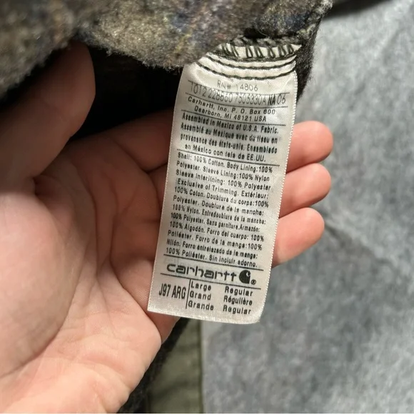 Vintage Carhartt Detroit Jacket Mens Latge Olive Green Duck Canvas J97 ARG Coat
